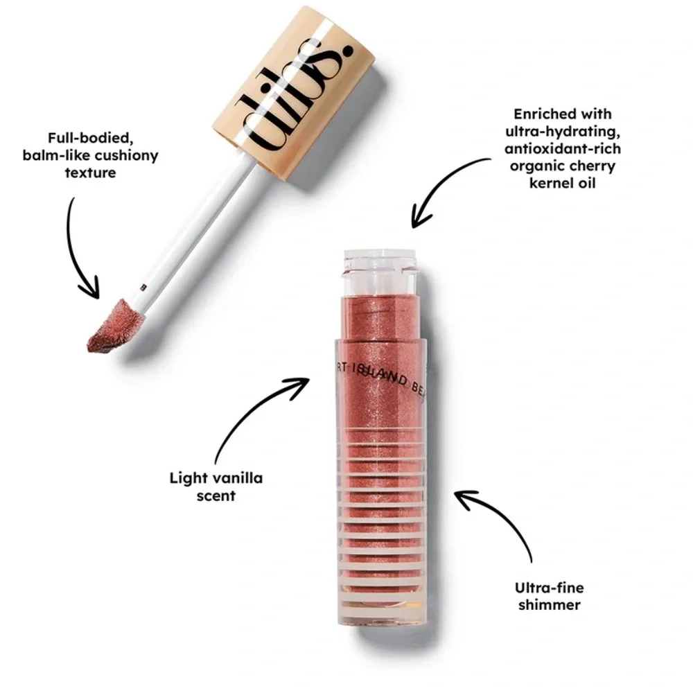 Dibs Beauty Go To Glossy Balm in Rock Candy or MIMS mega shiny pretty gloss